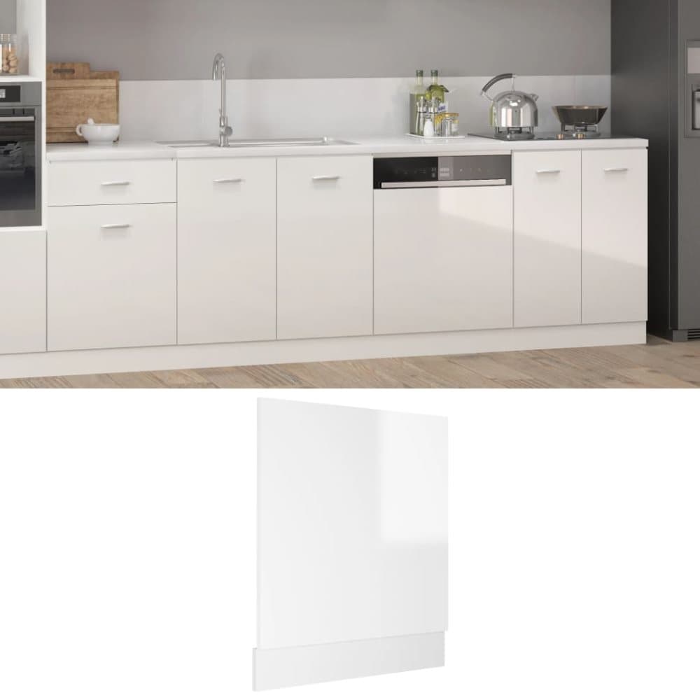Front för diskmaskin vit högglans 59,5x3x67 cm spånskiva