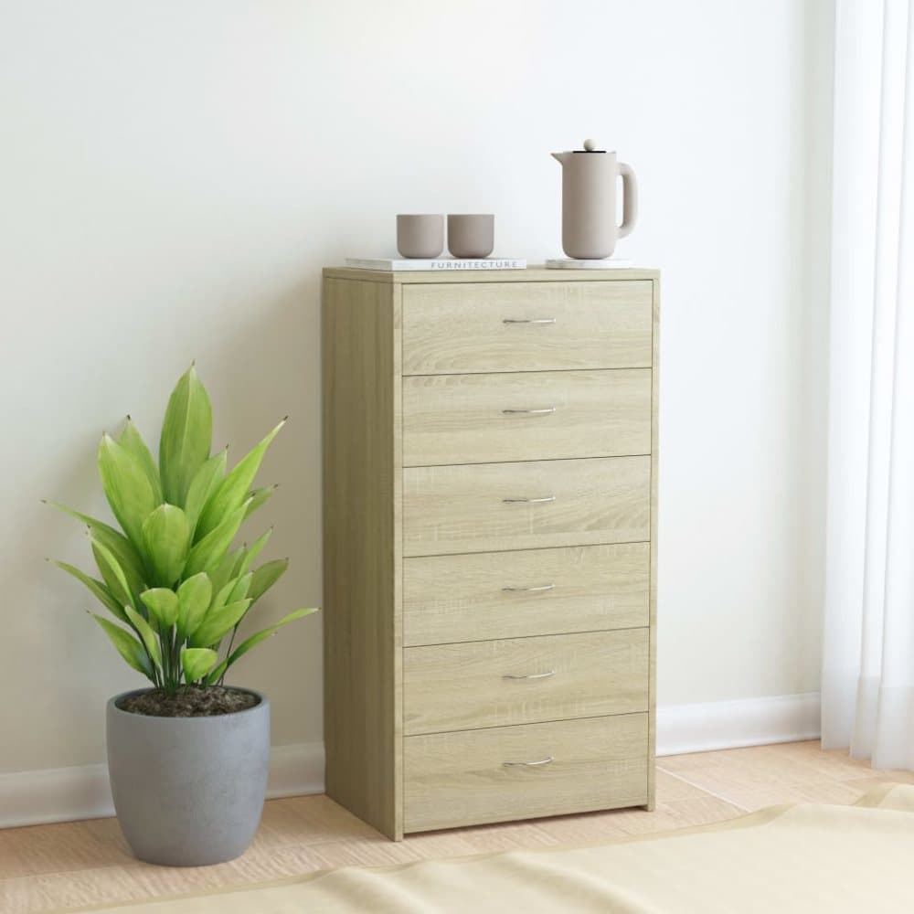 Skänk med 6 lådor sonoma-ek 50x34x96 cm spånskiva
