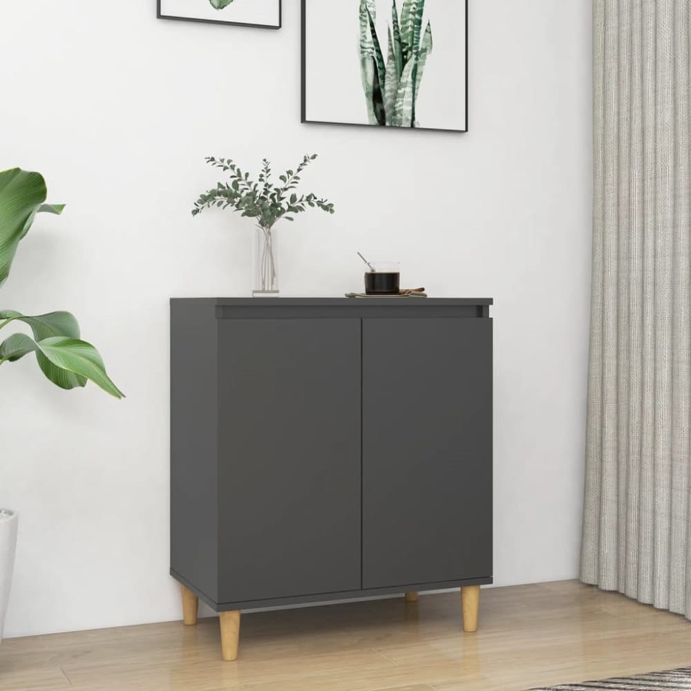 Skänk massiva träben grå 60x35x70 cm spånskiva