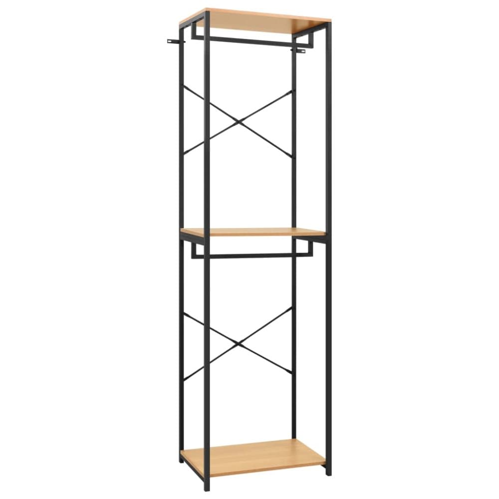 Garderob svart och ek 60x40x213 cm metall och spånskiva