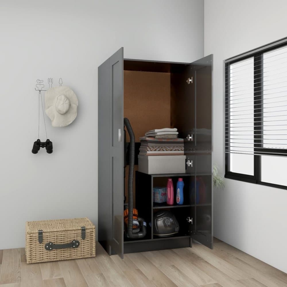 Garderob grå högglans 82,5x51,5x180 cm spånskiva