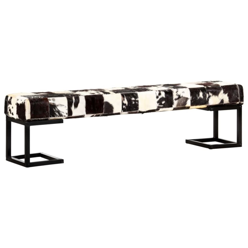 Bänk 160 cm svart lapptäcke äkta getskinn