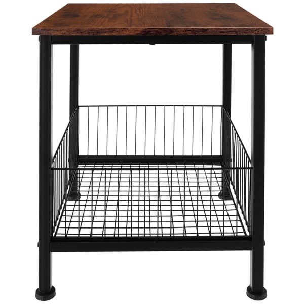 Sidebord Grimsby 40x40x55,5cm - Industrielt mørkt træ, rustikt