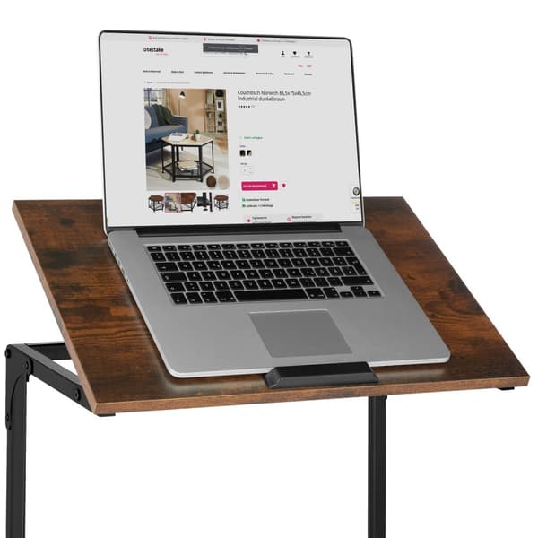 Sidobord med tippbar skiva Ruston 55x35x66,5cm - Industriellt mörkt trä, rustikt