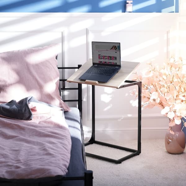 Sidobord med tippbar skiva Ruston 55x35x66,5cm - Industriellt mörkt trä, rustikt