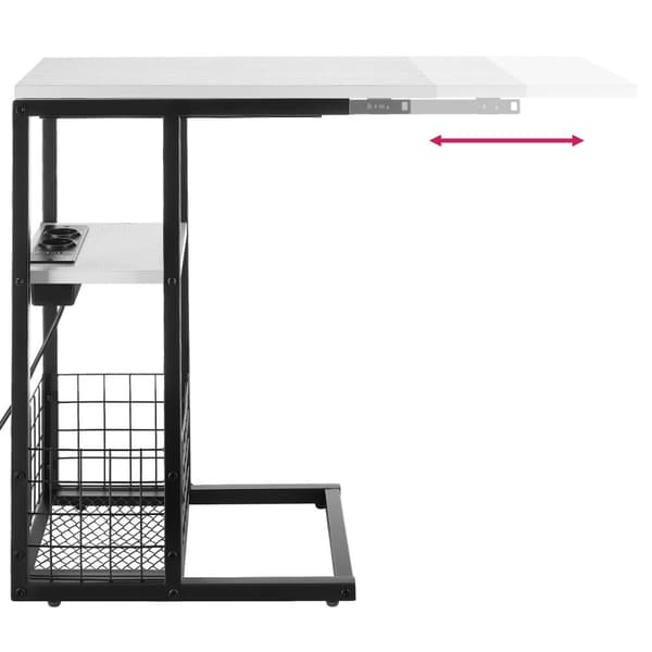 Computerbord Rhea, C-form, med ladestation - hvid