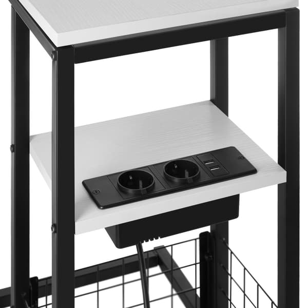Computerbord Rhea, C-form, med ladestation - hvid