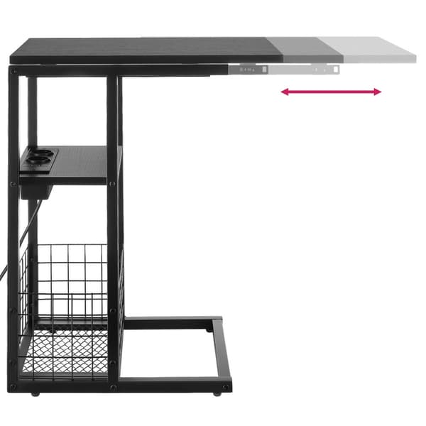 Computerbord Rhea, C-form, med ladestation - sort