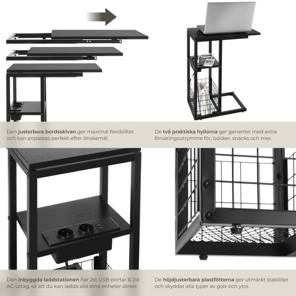 Datorbord Rhea, C-form, med laddstation - svart