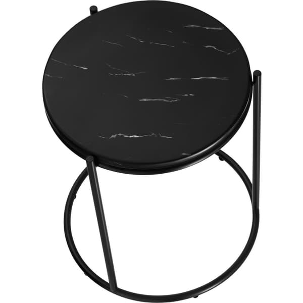 Sidobord Ellsa med marmorskiva och stålram - svart/svart, per styck