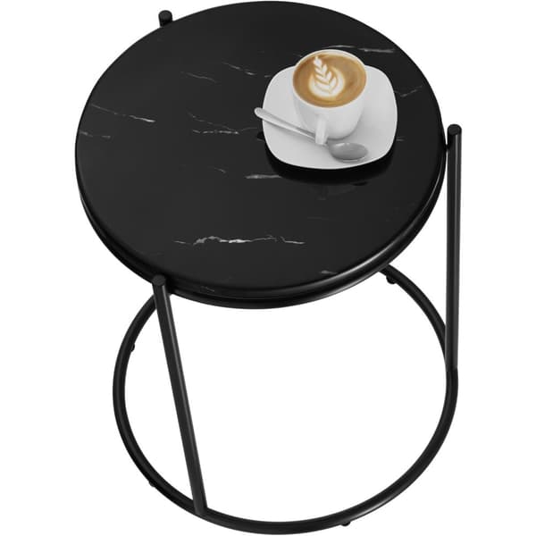Sidobord Ellsa med marmorskiva och stålram - svart/svart, per styck