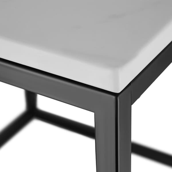 Kvadratiskt sidobord Alysia i marmor - svart/vit
