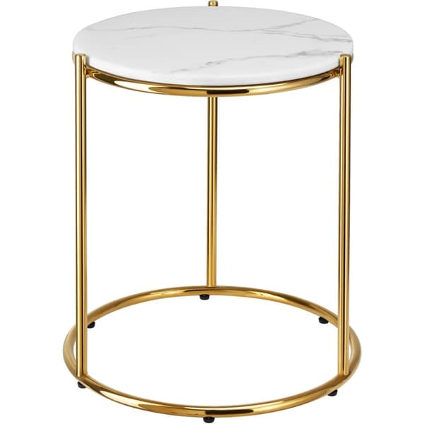 Sidobord Ellsa med marmorskiva och stålram - vit/guld, per styck