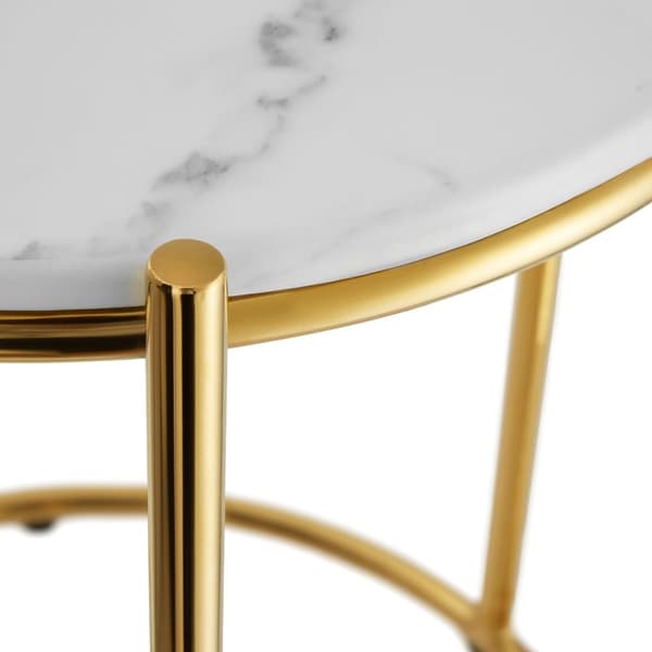 Sidobord Ellsa med marmorskiva och stålram - vit/guld, per styck