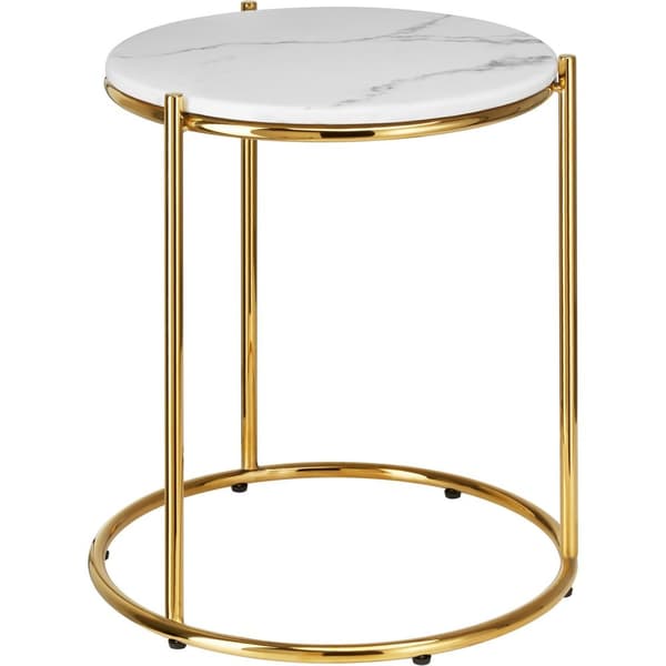 Sidobord Ellsa med marmorskiva och stålram - vit/guld, per styck