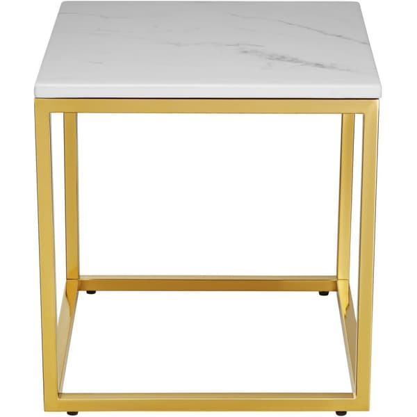 Marmor sidebord Alysia, kvadratisk - hvid/guld