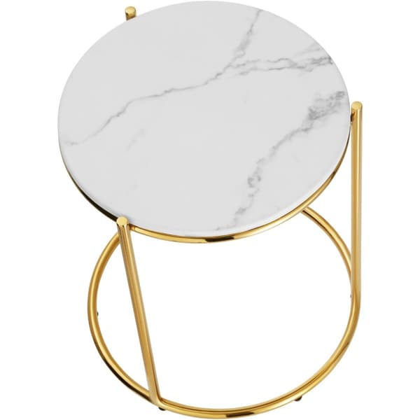 Sidebord Ellsa, marmorplade, stålramme - hvid/guld,pr. stk.