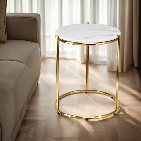 Sidebord Ellsa, marmorplade, stålramme - hvid/guld,pr. stk.