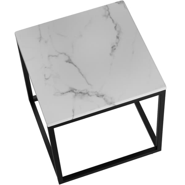 Marmor sidebord Alysia, kvadratisk - sort/hvid