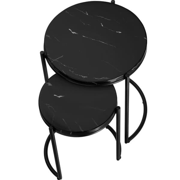 Sidebord Ellsa, marmorplade, stålramme - sort/sort,Sæt med 2 stk.