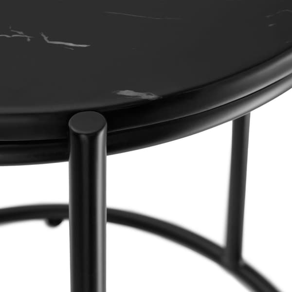 Sidebord Ellsa, marmorplade, stålramme - sort/sort,Sæt med 2 stk.