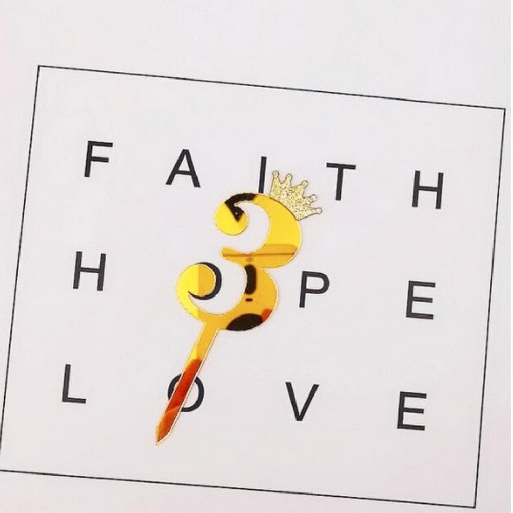 3 Crown 1st Liten Cupcake / Cake Topper Gold