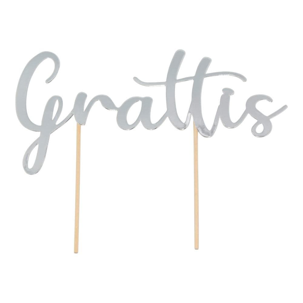 Grattis Silver Cake Topper 1st