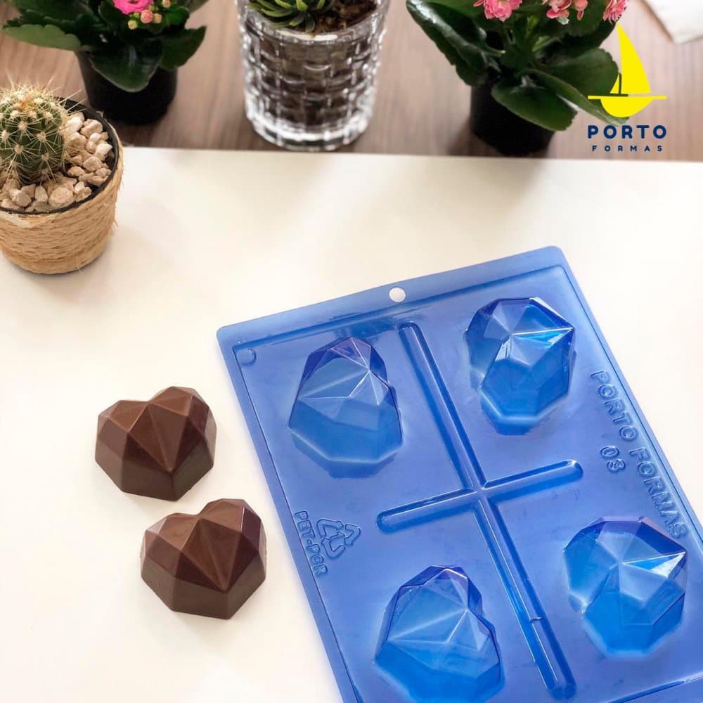 Geometriska Mini Hjärtan 3-Parts Mold Portoformas
