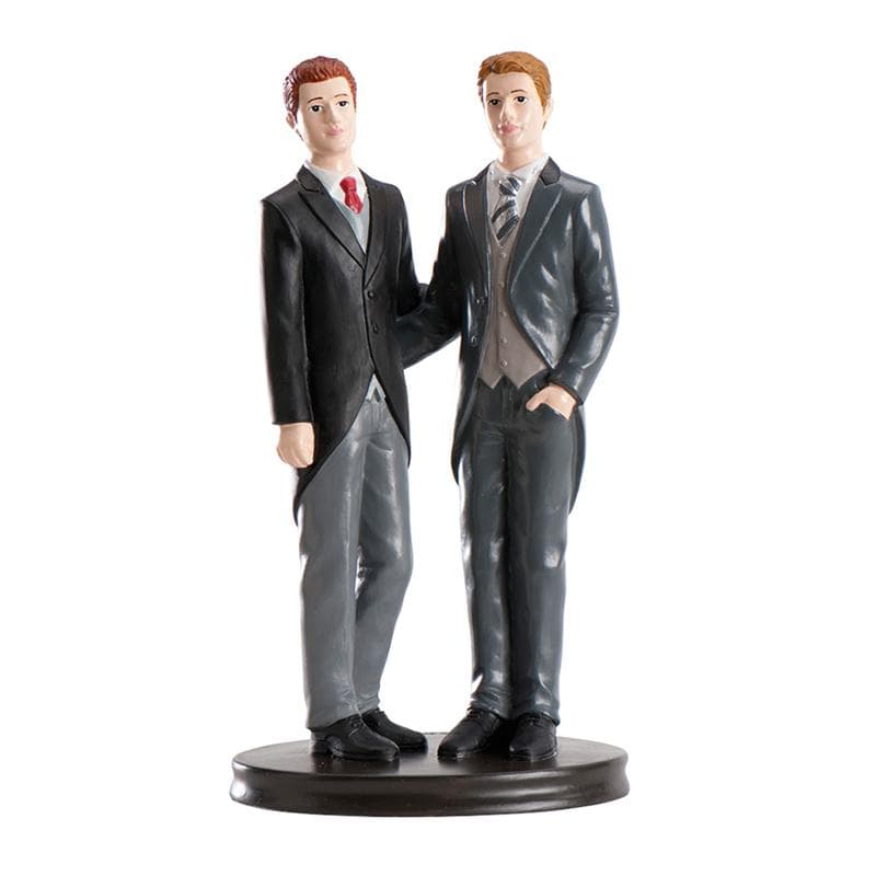 Två Män 19cm Bröllopspar Cake Topper i plast