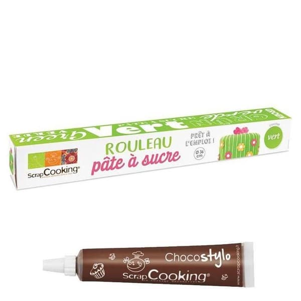 Sockerpasta - Ej specificerat - Ø 36 cm - Grön färg - Klar att använda - Chokladpenna ingår
