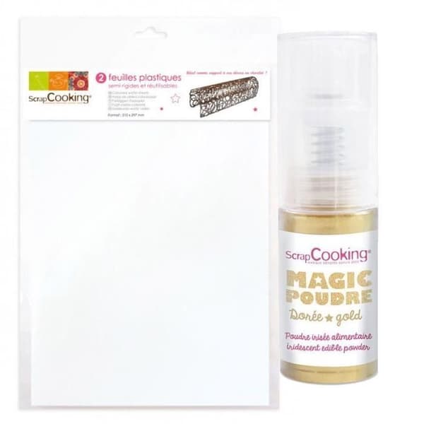 Plastbakelser - ScrapCooking - A4 - Gyllene iriserande ätbart pulver - 7 g - Gult