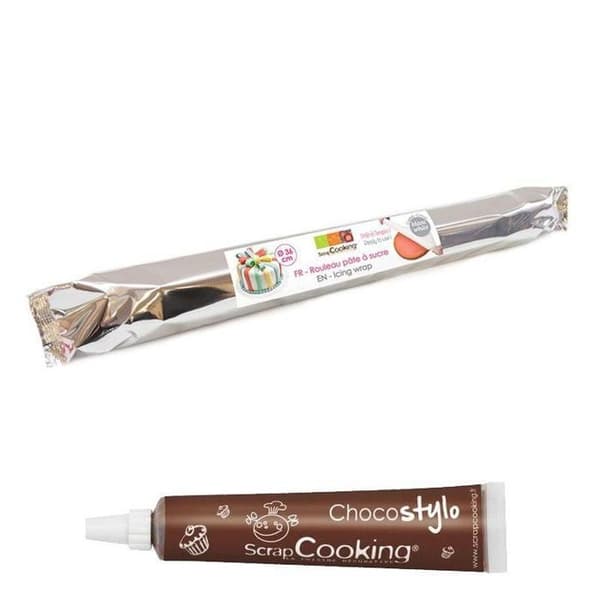 Sockerpasta - Ej specificerat - Ø 36 cm - Vit - Färdig att använda - Chokladpenna ingår