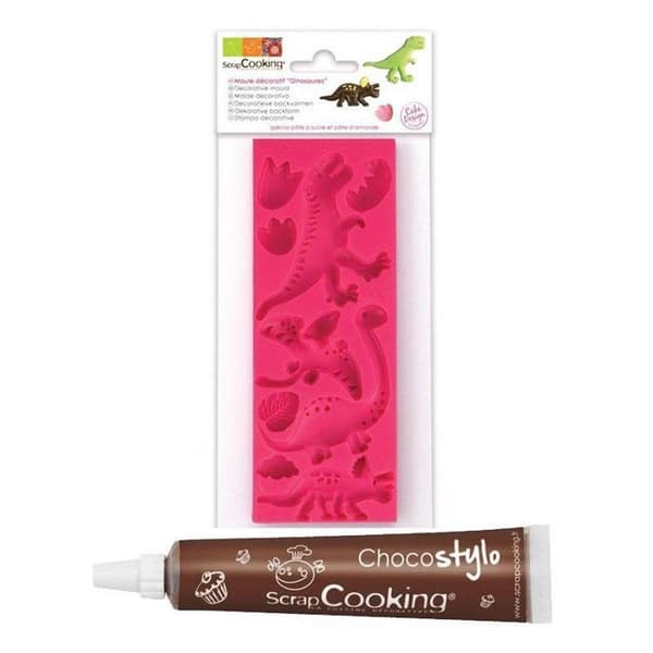 Moule för sockerpasta Dinosar + 1 Chokladpenna