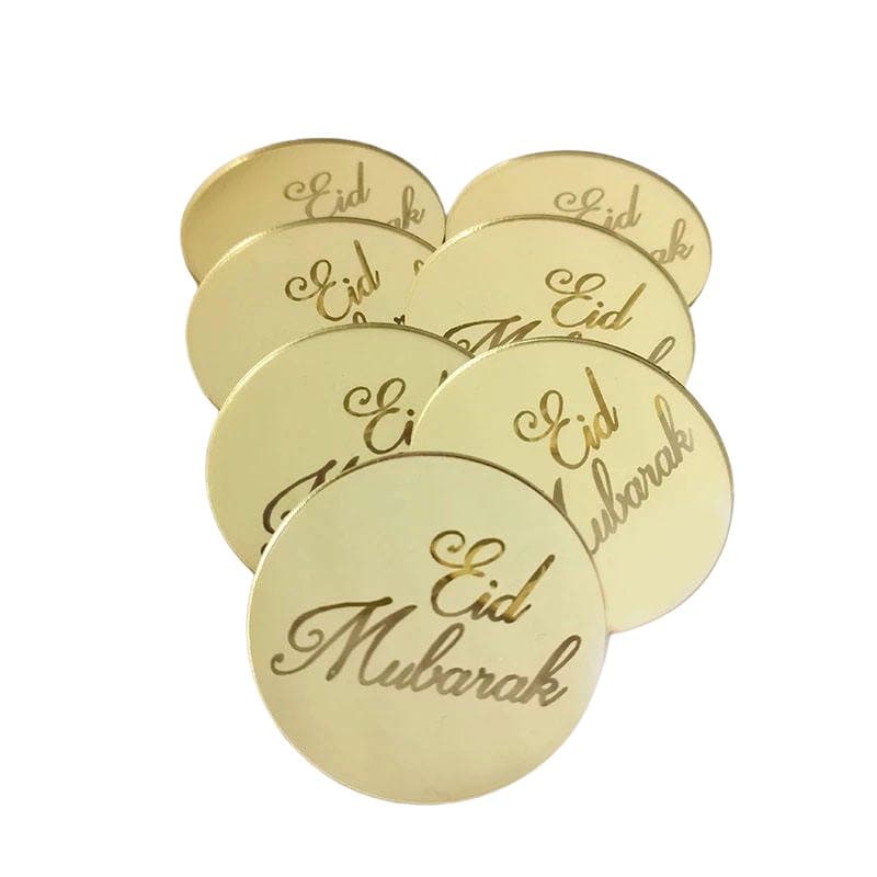Liten Rund Topper Eid Mubarak Guld