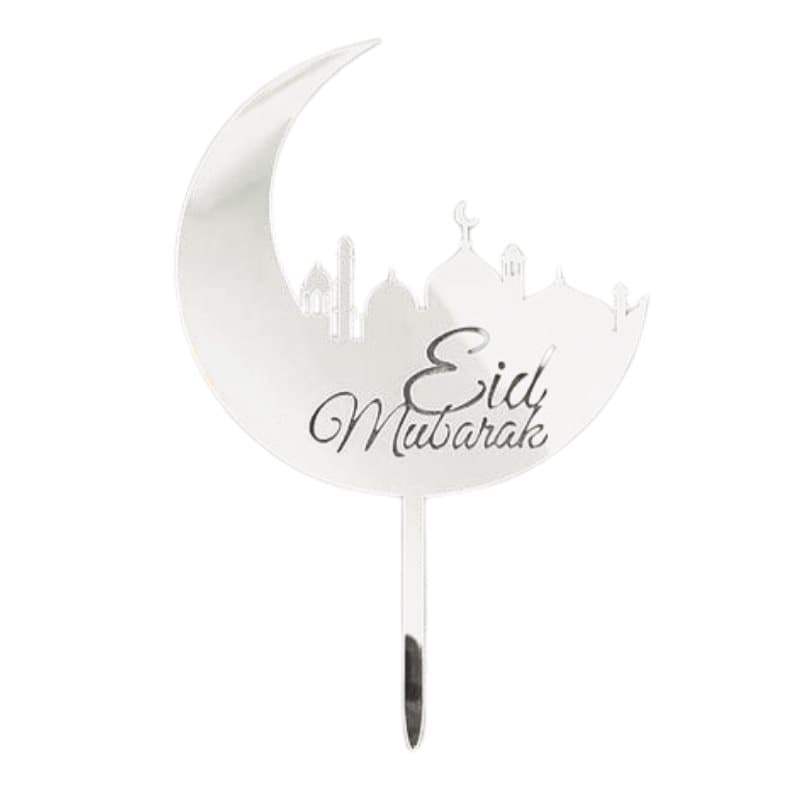 Eid Mubarak Cake Topper Silver - 1st
