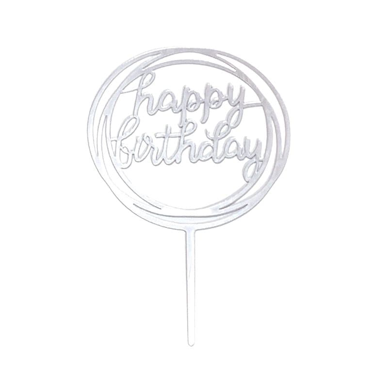 Happy Birthday Silver Cake Topper - 1st