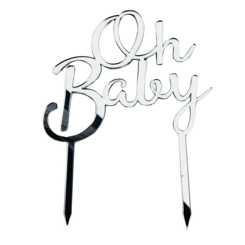 Oh Baby Cake Topper Silver- 1st