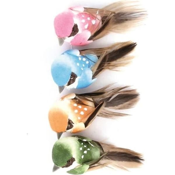 Dekorativa fåglar - ARTEMIO - 4cm - Flerfärgad - Set om 4