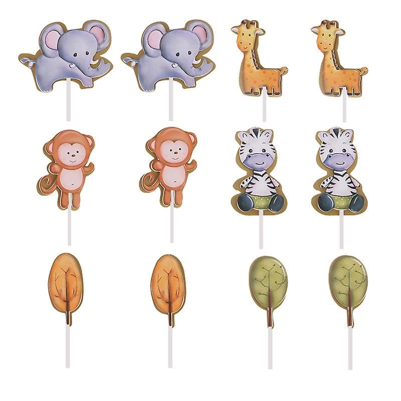 24st tårta mer tecknad film skog djur papper cupcake toppers tårta plockar upp födelsedagsfest popularitet