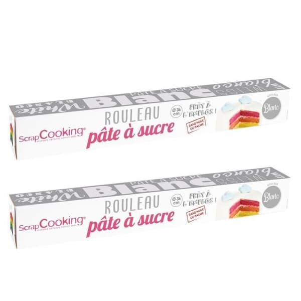 2 rullar vit sockerpasta Ø 36 cm