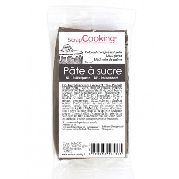 Grå sockerpasta - SCRAPCOOKING - 200 g - Mjuk och elastisk - Utan azofärgämnen