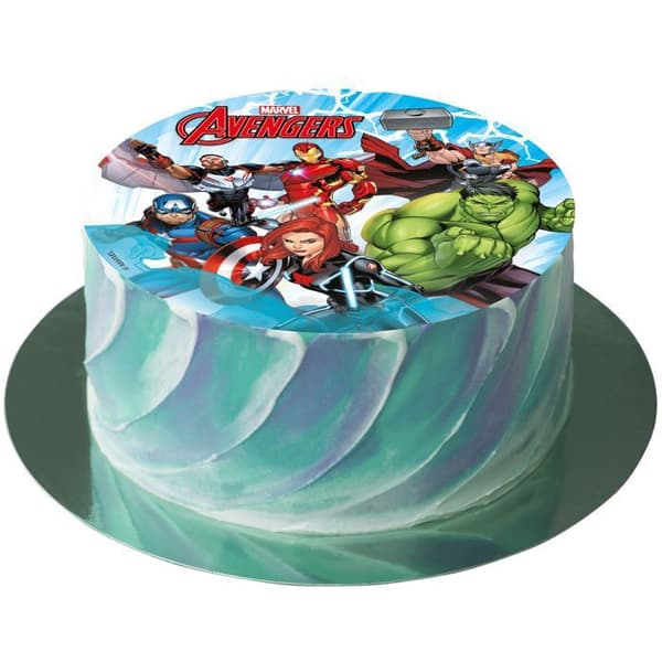 Ätbar skiva - MARVEL - Avengers - 15,5 cm - Sockerfri - Födelsedagstårta dekoration