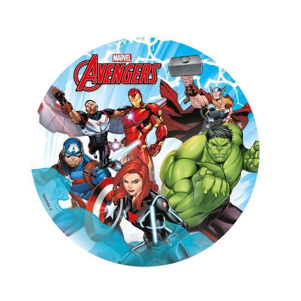 Ätbar skiva - MARVEL - Avengers - 15,5 cm - Sockerfri - Födelsedagstårta dekoration