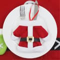 Miniatyrbild 1 av 4: Juldukningar med kniv- och gaffelset - Non-woven - Röd - 12cm x 12cm - 10g - 1 styck