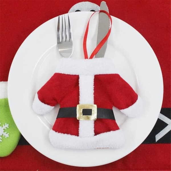 Juldukningar med kniv- och gaffelset - Non-woven - Röd - 12cm x 12cm - 10g - 1 styck