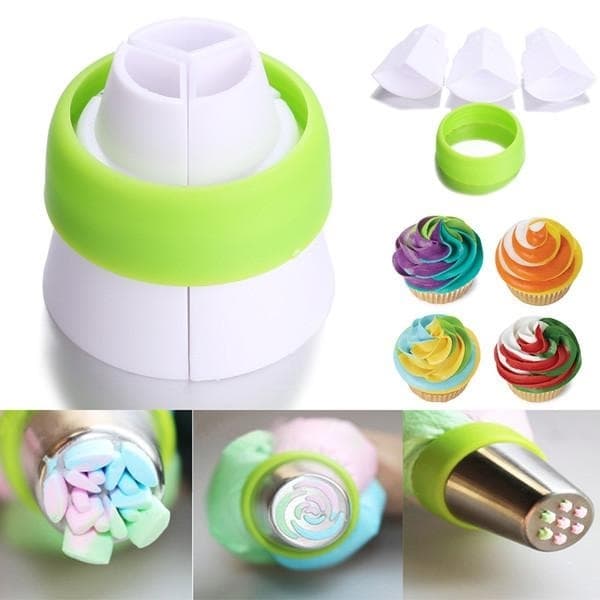 Tre Färger Color Swirl Stor Tyllkoppling XL Russian Piping Tips Coupler