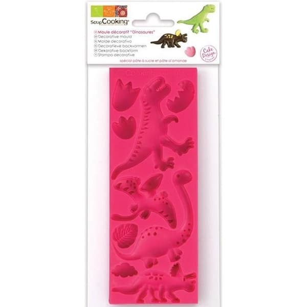 Silikonform - Scrapcooking - Dinosaurier - Dekorationer i sockerpasta - Rosa - Bageri