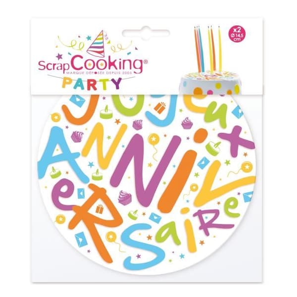 "Happy birthday" oblatskivor - 2 stycken - Scrapcooking Party