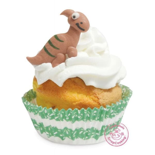 Syrdekoration - Dinosaurie - 6 st - Multifärgad - Beige - Ideal för tårtor och cupcakes