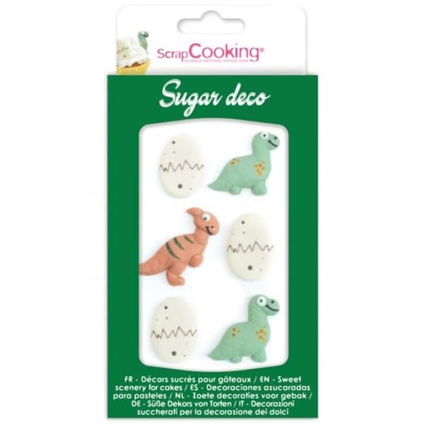 Syrdekoration - Dinosaurie - 6 st - Multifärgad - Beige - Ideal för tårtor och cupcakes